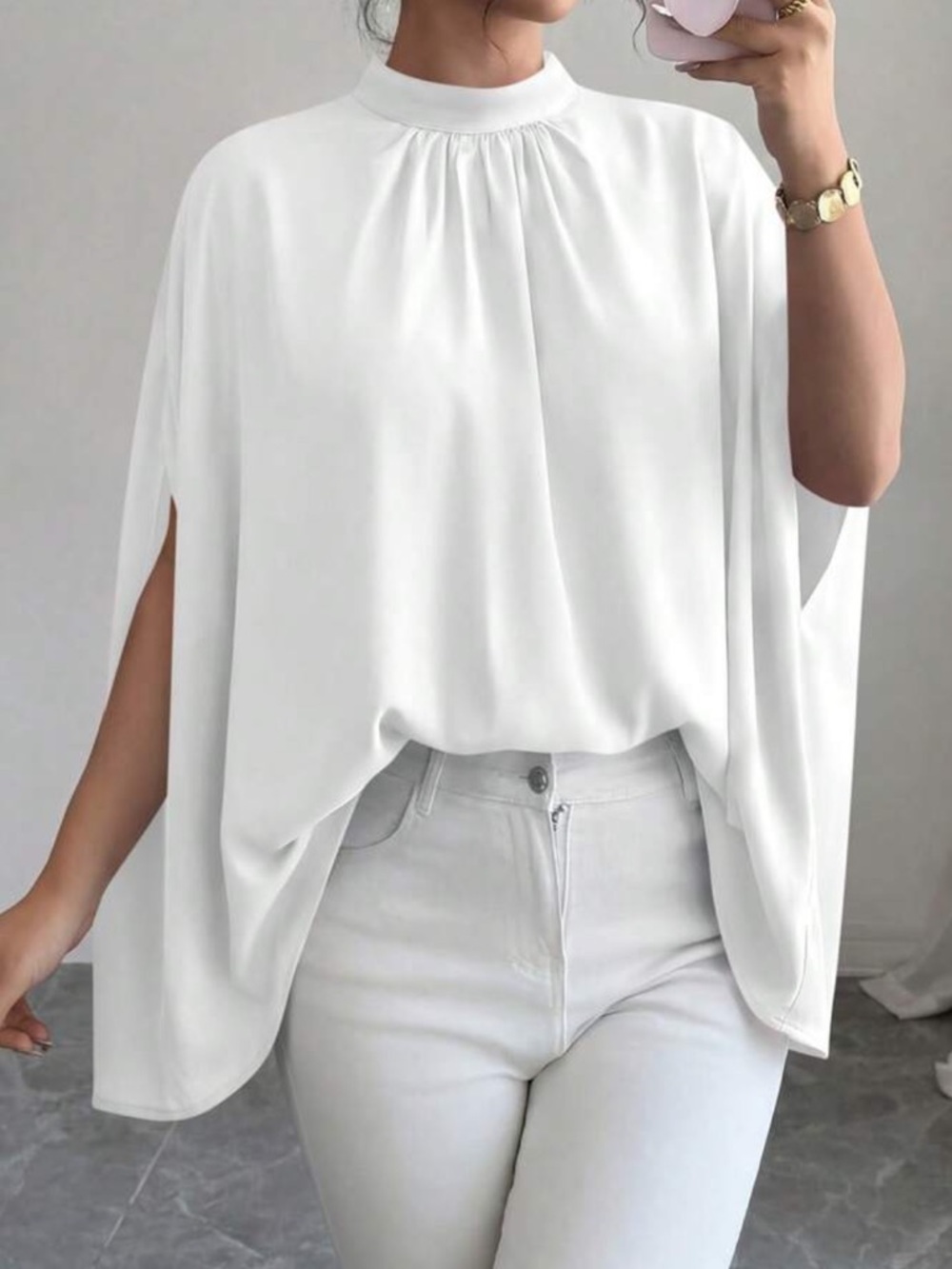 Elegant White Women's Draped Top